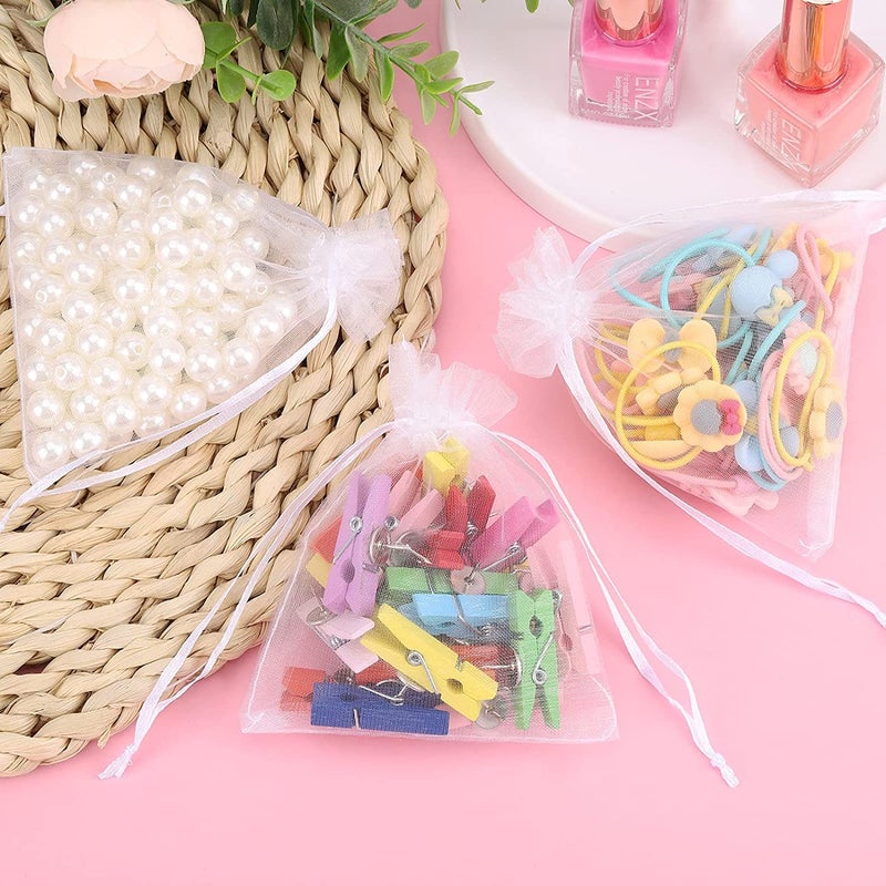 Bezall 100Pcs Organza Gift Bags 3.5x4.5 inch, White Drawstring Mesh Jewelry Bags, Wedding Party Favor Festival Gift Candy Pouches - Image 5